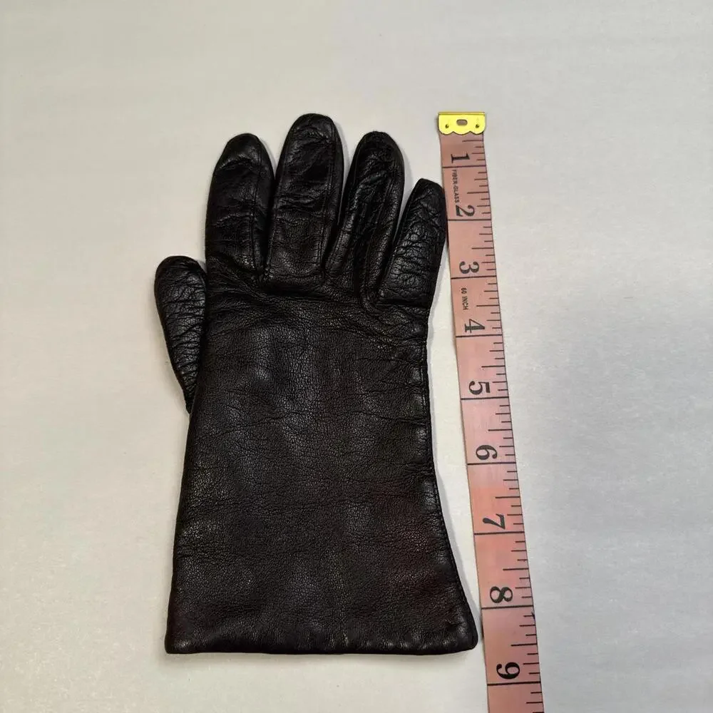 Vintage quiet Luxury brown Leather Gloves‎